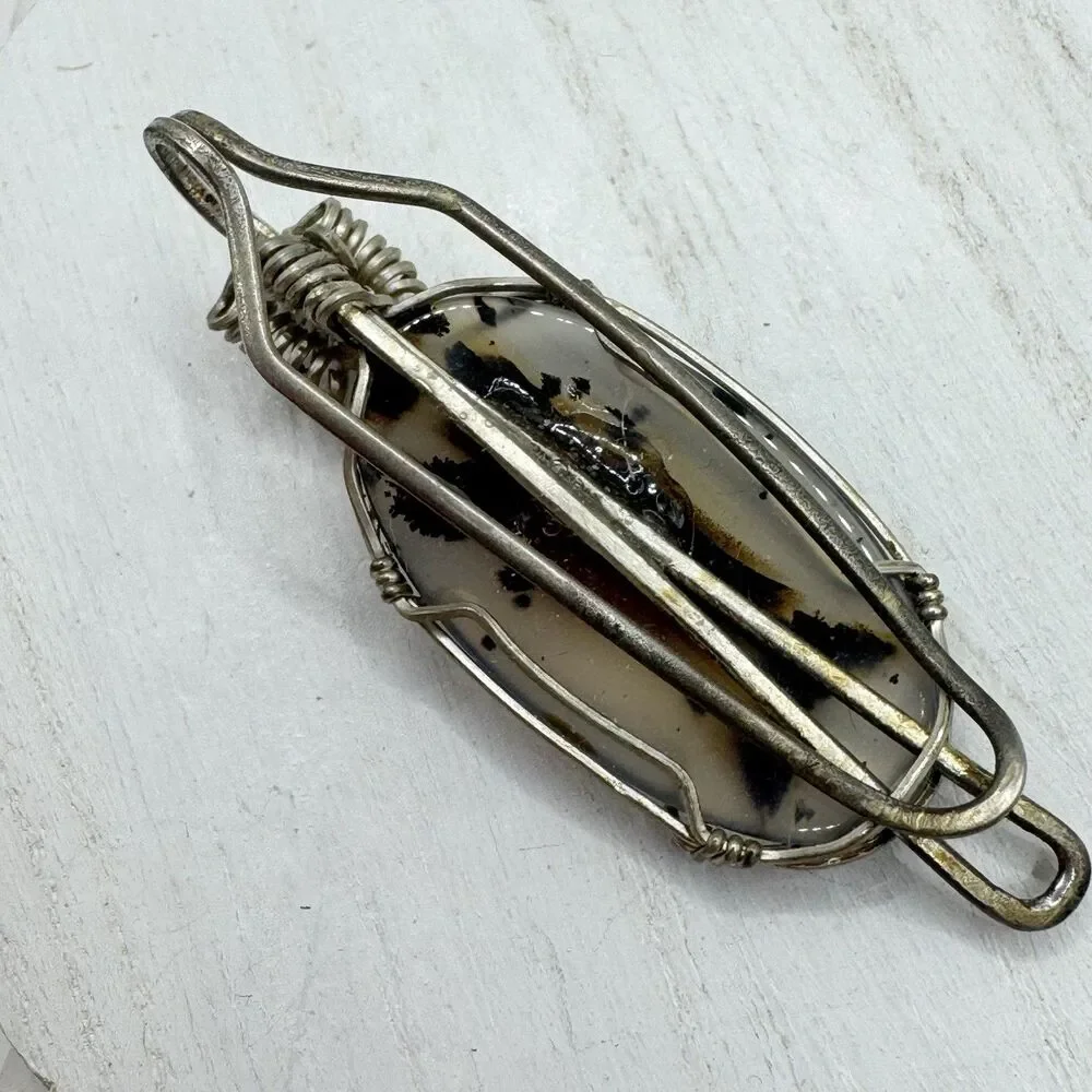 Vintage Montana Moss Agate Large Tie Clip